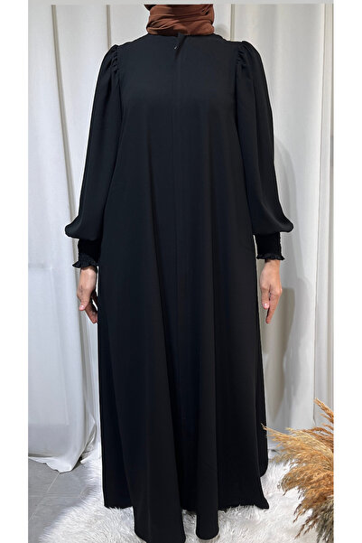 afife Medine İpeği Kolları 12 Sıra Lastikli Tesettür ferace