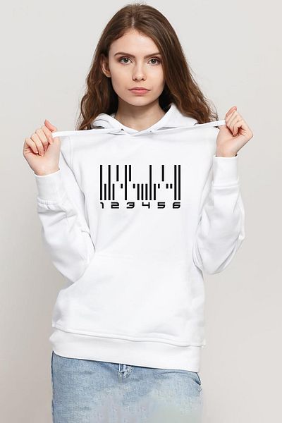 Tshirthane Dark Matter the Android Barcode White Women's 3Ip Hooded Sweatshirt