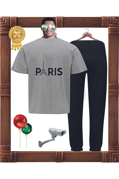 HOFFNUNG Paris Eiffel Tower Patterned Unisex Full Pants Set