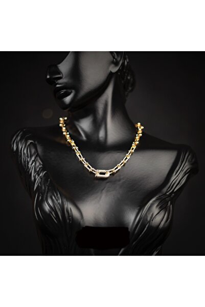 Butik Χρυσό κολιέ από ατσάλι με λεπτομέρειες