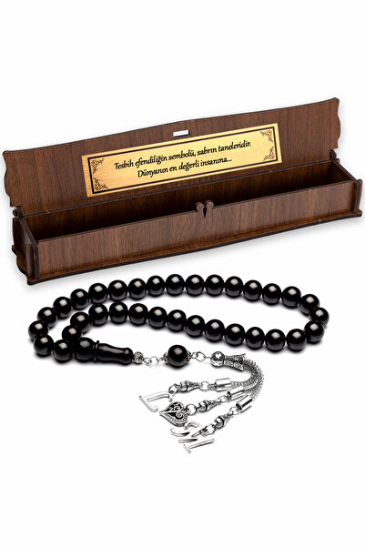 OTTOTESBİH Erkek Hediyelik Oltu Tespih + Özel Harf Takılabilir + İsimli Kutu