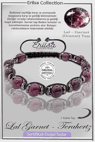 Erilsa Aaa+ Certified Real Terahertz - Lal Garnet Granate Stone Bracelet