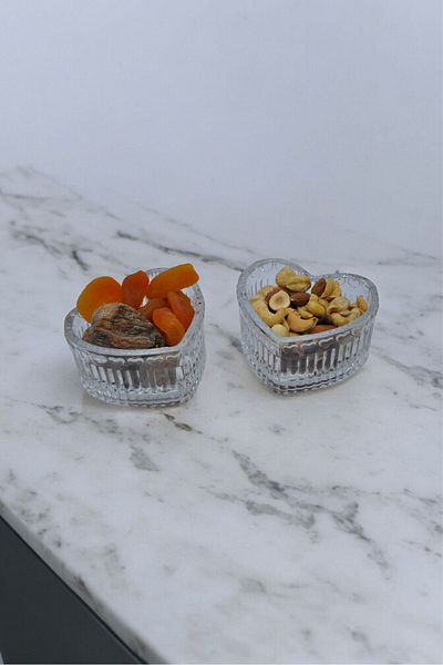 YANPA TİCARET Double Sugar Bowl with Heart - Dragee and Snack Bowl