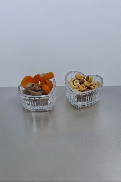 YANPA TİCARET Double Sugar Bowl with Heart - Dragee and Snack Bowl
