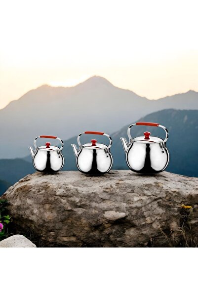 Metler Paslanmaz Çelik Üstten Kulplu Kamp,Piknik,Soba Üstü,Çaydanlık 3'Lü Set...