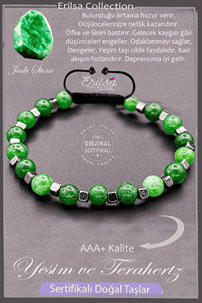 Erilsa Sertifikalı AAA+ Kalite Gerçek Terahertz - Yeşim Taşı Bileklik