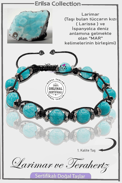 Erilsa Certified Real Aaa+ Terahertz - Larimar Stone Bracelet