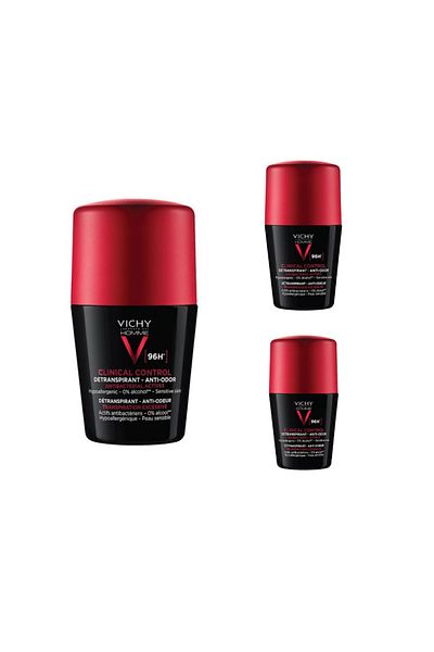 Vichy Vichy Men Clinical Control Deodorant 96H 3-Pack - 50ml