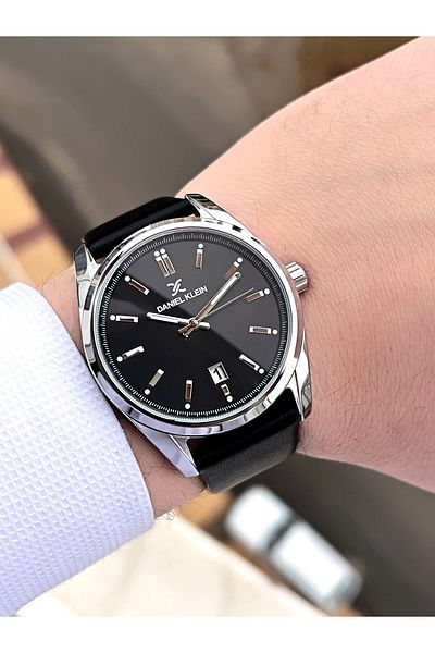 Daniel Klein Leather Band Calendar Dial 3 Atm Water Resistant Men's Wrist Watch Edk.1.13845-4