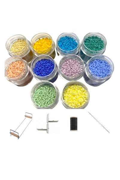 RLX BUJİTERİ Miyuki Delica Boncuk Seti Dokuma Tezgahı Halka Ve Klips Ile -(TOPLAM 10 RENK)