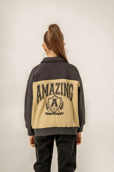 HAUSEkids 8-12 Years Old Amazing Team Girl's Bomber Jacket -Modern Khaki