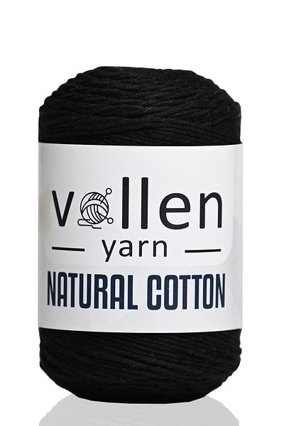 vollen yarn 100Gr/200Mt Premium Natural Cotton Amigurumi and Punch Floss, Crochet Hand Knitting Floss, Black