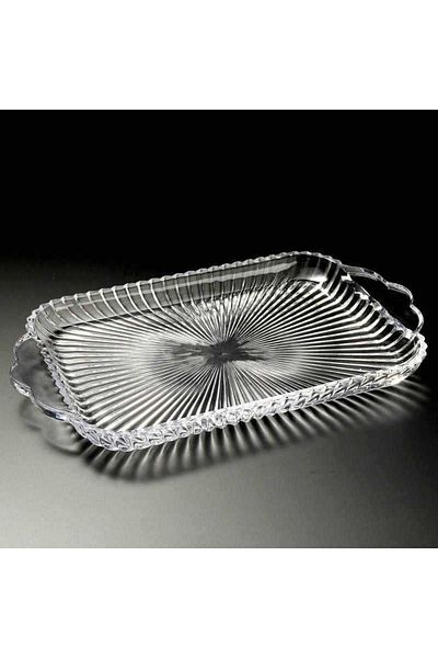 FAIR HOME Line Pattern Glass Tray - Presentation Holder - Fruit Holder - 36X22 cm