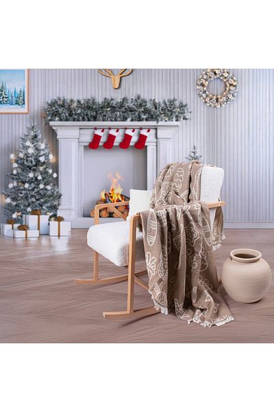 Befera Design Single 4-Layer Muslin Pique - 100% Cotton Jacquard Bedspread Tv Blanket 140X200 Christmas
