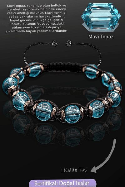 Erilsa Terahertz Certified - Adjustable Bracelet with Blue Topaz Stone