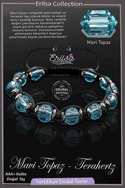 Erilsa Terahertz Certified - Adjustable Bracelet with Blue Topaz Stone