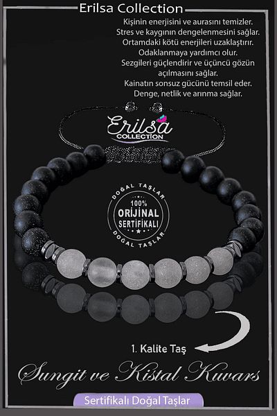 Erilsa Certified Real Raw Unprocessed Onyx - Crystal Quartz Stone Bracelet