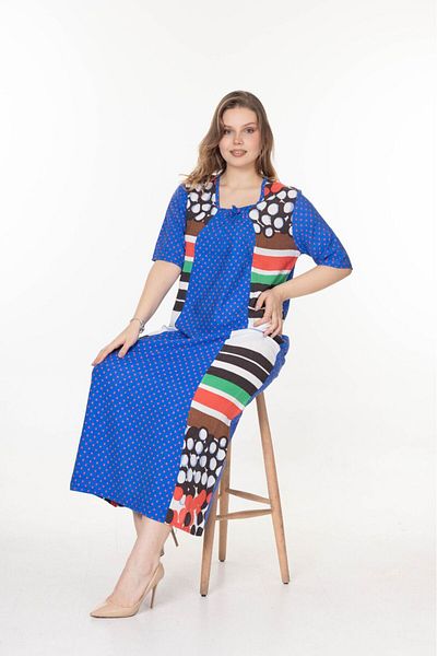mervemoda Rochie lungă de vară cu mâneci scurte de damă