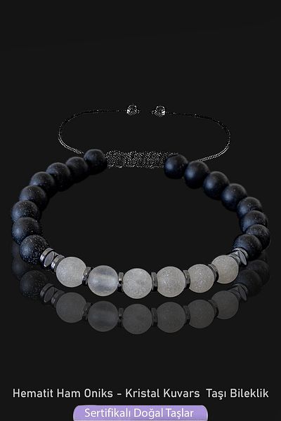 Erilsa Certified Real Raw Unprocessed Onyx - Crystal Quartz Stone Bracelet