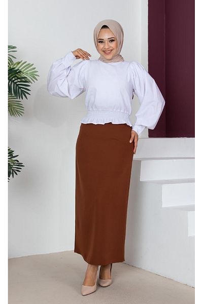 asilmoda Straight Long Black Pencil Skirt