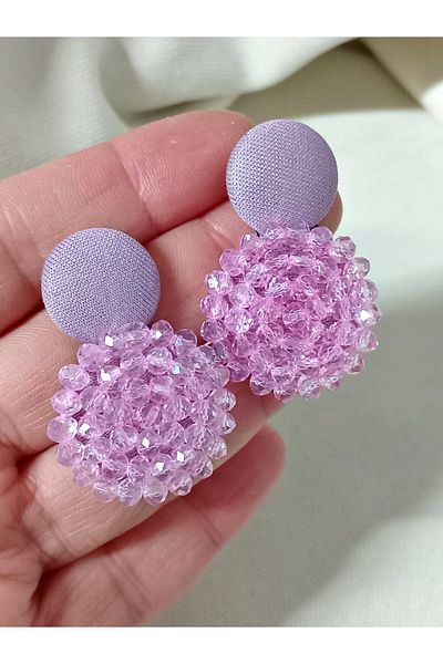 mos&more Textured Pink Earrings with Cutout Beads