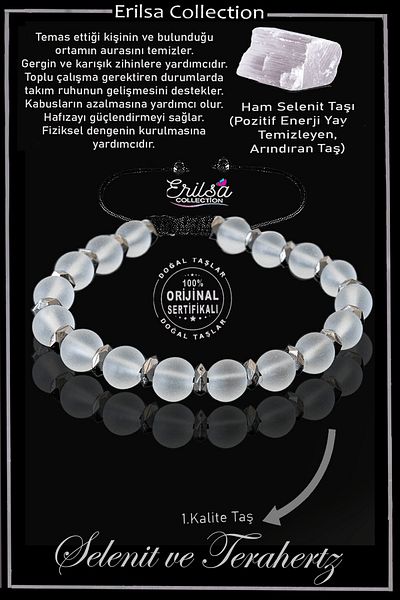 Erilsa Hematite Faceted Selenite Bracelet - Adjustable