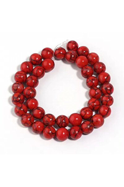 SESİKA HOBİ Kırmızı Sıkma Doğal Taş Çizgili Mercan 1 Dizi