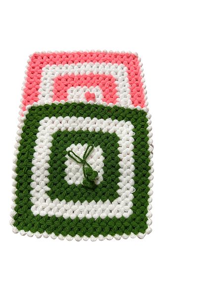 SERMER PAZARLAMA Bathroom Washcloth 2 Hand Knitted Hand Embroidered Bathroom Washcloth