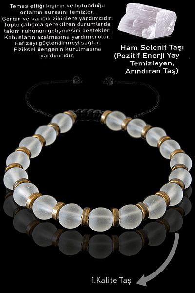 Erilsa Adjustable Bracelet with Real Hematite and Selenite Stones
