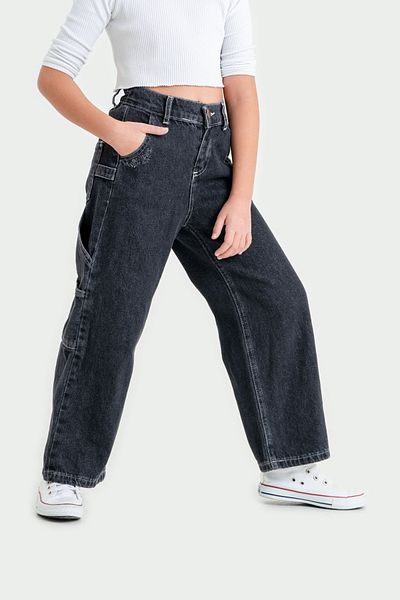 GİYİCEM TEKSTİL Girl's Wide Pipe Leg Jeans 2130