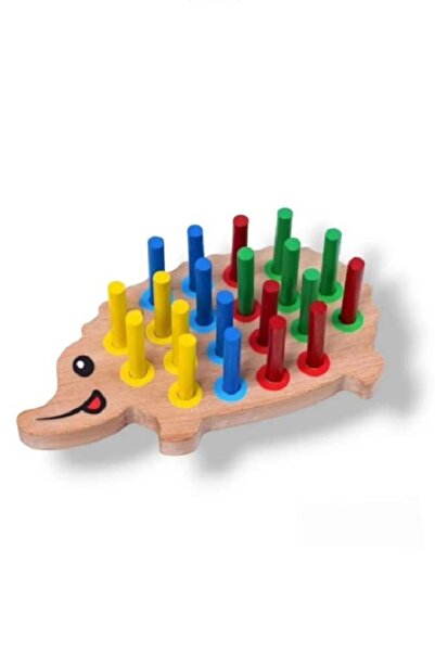 Luzay Montessori Eğitici Ahşap Oyuncak Tak Çıkar Renkli Ahşap Kirpi Bultak Eğ...