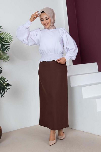 asilmoda Ίσια μακριά μαύρη pencil φούστα