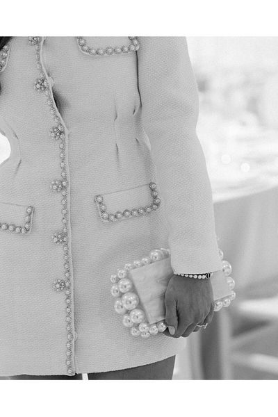 asyadabutik Women's Special Design Imported Chanel Fabric Stone Embroidered Engagement&Wedding Dress