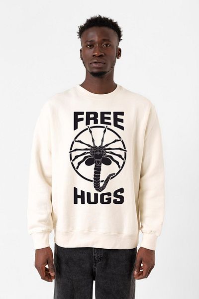 Tshirthane Δωρεάν ανδρικό φούτερ Facehugger Hugs Ecru 2ip