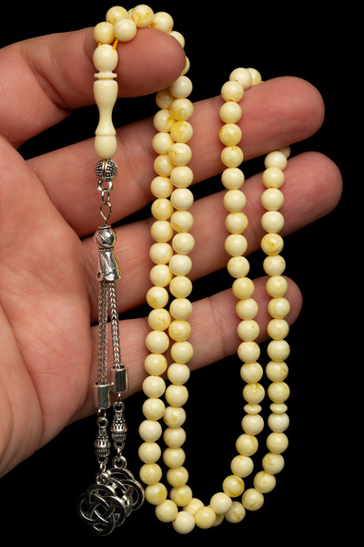 OTTOTESBİH 6mm Prayer Rosary - Gift, Beirut Drop Amber, 99 Prayer Beads
