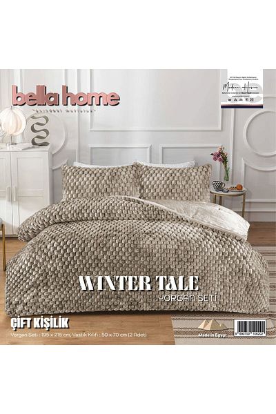 Bikaya Home Winter Tale Double Quilt Set, Rabbit Feather Quilt Set, 195X215 cm