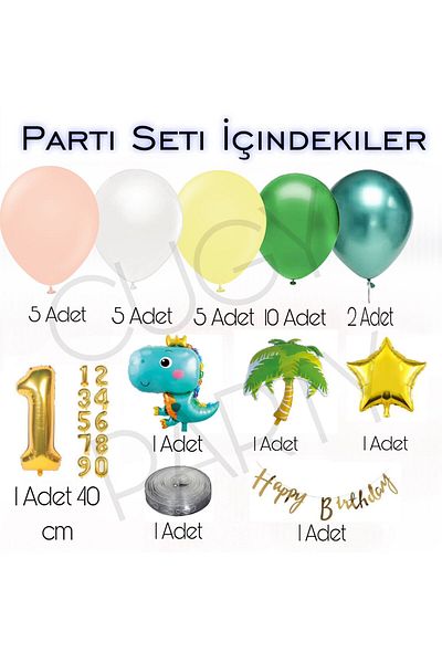 CUGY 1 Year Old Palm Dinosaur Birthday Set with Age Options