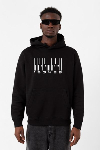 Tshirthane Мъжки суитшърт с качулка Dark Matter The Android Barcode Black 3ip