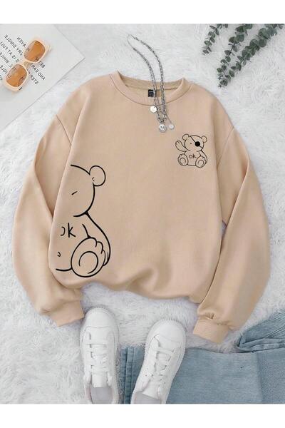 EVIus UNISEX Teddy Bear B cu imprimeu Confortabil și elegant Sweat tricou Ușo...