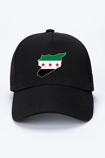 Tshirthane Μαύρο διχτυωτό καπέλο με νέα σημαία της Συρίας