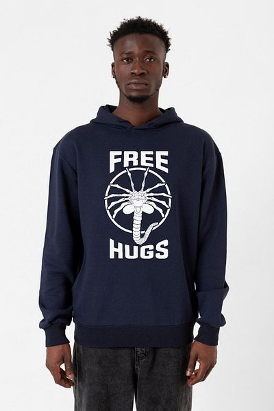 Tshirthane Ανδρικά Hugs Facehugger με κουκούλα Navy Blue - 3ip Δωρεάν