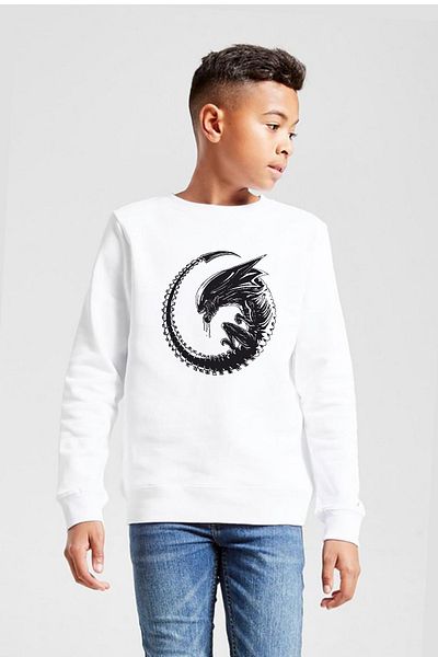 Tshirthane Παιδικό φούτερ Allien Xenomorph White 2ip