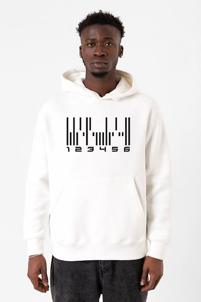 Tshirthane Dark Matter The Android Barcode Λευκό ανδρικό φούτερ με κουκούλα 3 ip