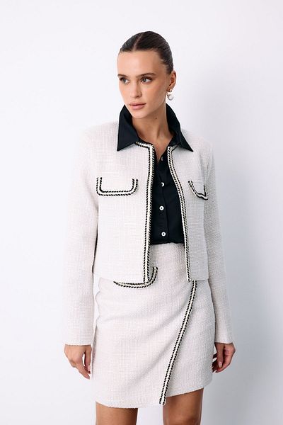 Sateen Crew Neck Short Jacket