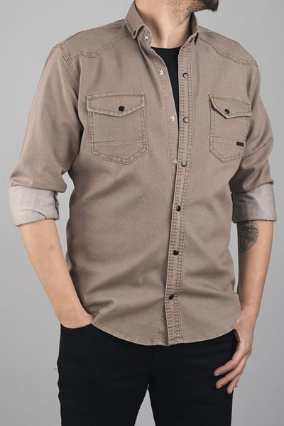 bombe Ανδρικό εποχιακό τζιν πουκάμισο Slim Fit
