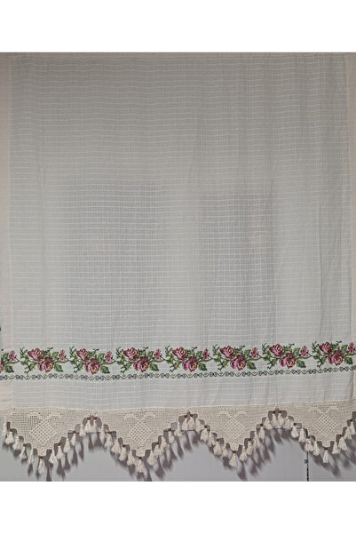 morpi Kırmızı Kanaviçeli Buldan Işi Kornişli - El Dantelli Kaneviçeli Keten P...