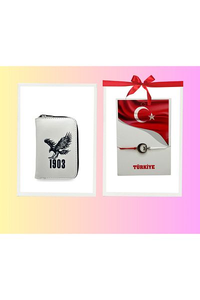 sinbEsg Children's & Teenagers' Wallet with Moon and Star Bracelet, Gift, Eagle Image, Zippered Coin Compartment, Card Holder