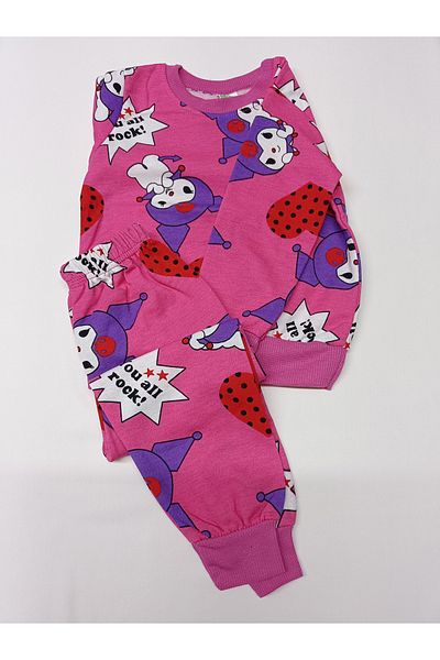 ÖZNUR GÖZÜBEK Girl's Raised Pink Kuromi Print Long Pajamas