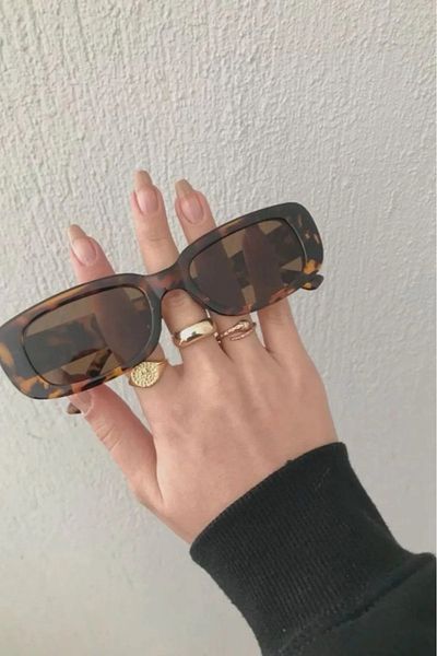 Nilu Moda النظارات الشمسية ليوبارد براون