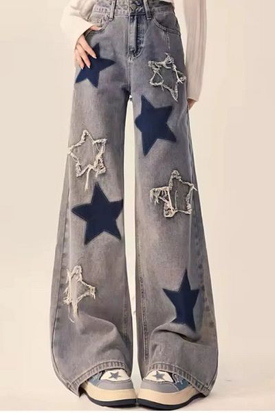 EDVESS Y2K Baggy Star Blue Jean Pants